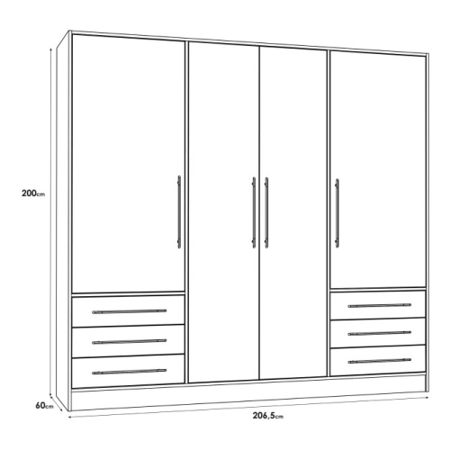 Szafa ubraniowa 207 cm Kolor Dąb Sonoma/Biały